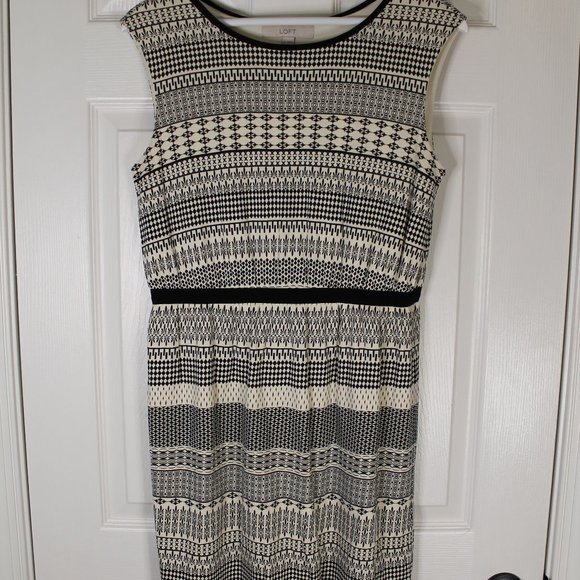 LOFT Black and white patterned dress - Picture 2 of 4